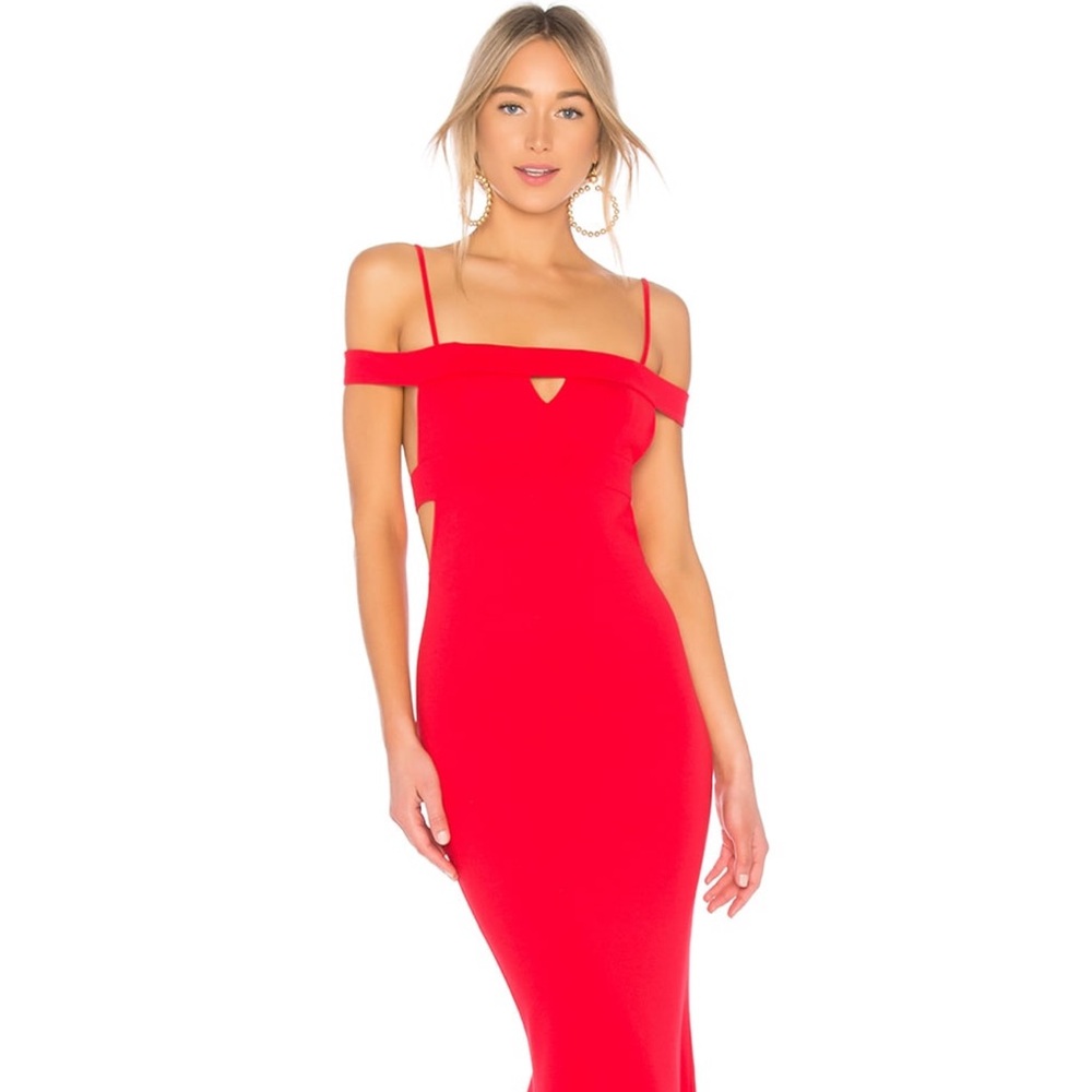 Red Off-The-Shoulder Bodycon Midi Dress